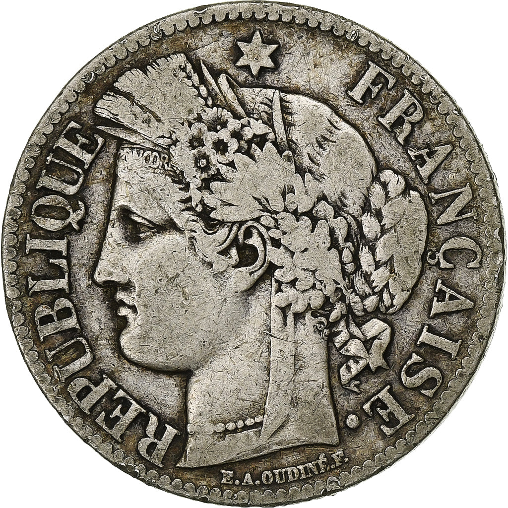 Monnaie, France, Cérès, 2 Francs, 1871,Bordeaux,TB+,Argent,KM 817.2, Gadoury:530