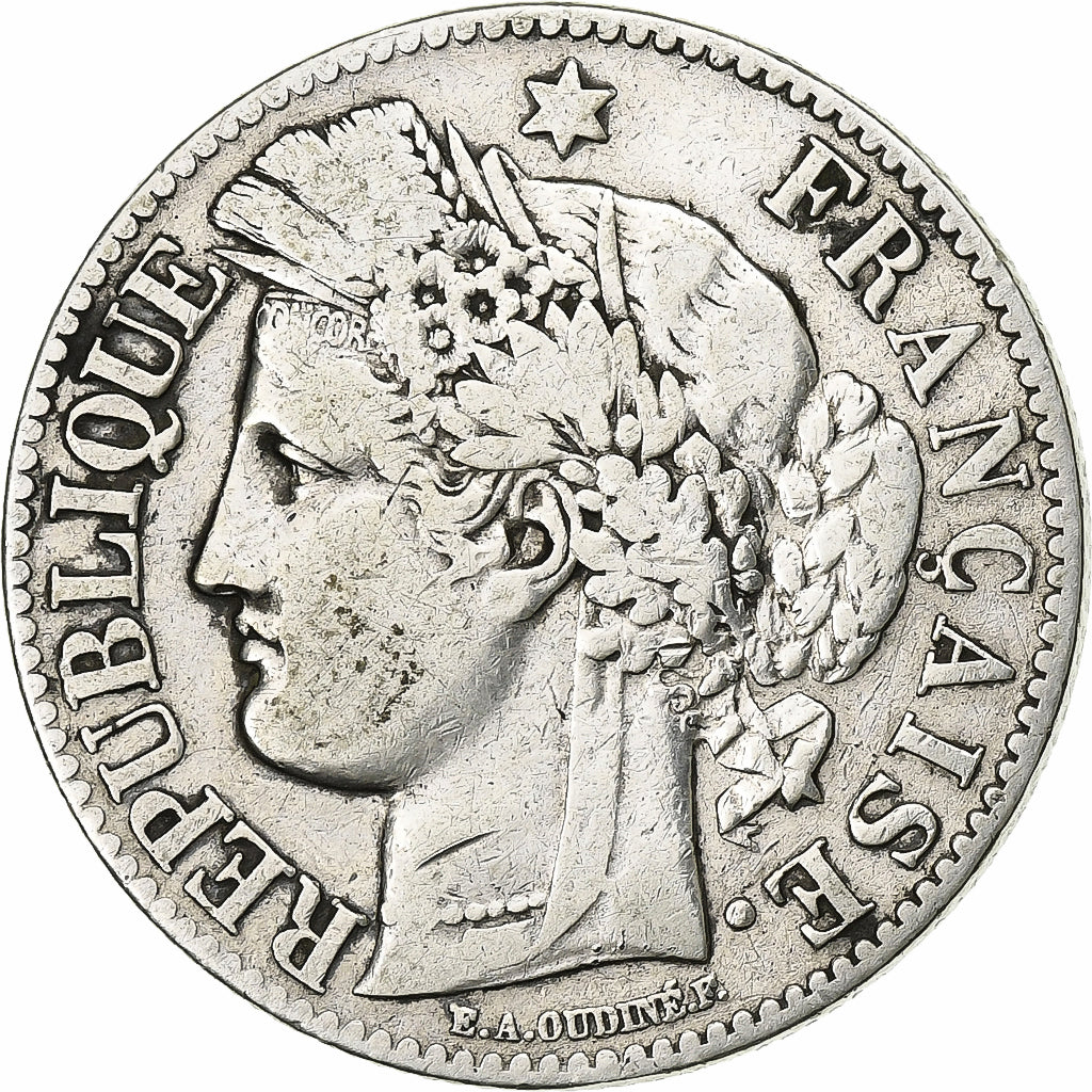 Moneta, Francja, Cérès, 2 Francs, 1871, Paris, VF(20-25), Srebro, KM:817.1