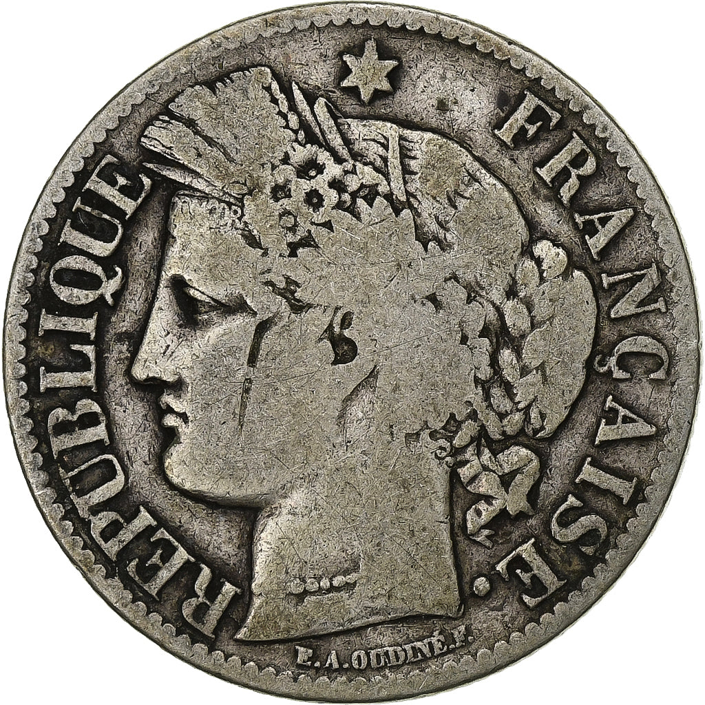 Münze, Frankreich, Cérès, 2 Francs, 1871, Bordeaux, S, Silber, KM:816.2