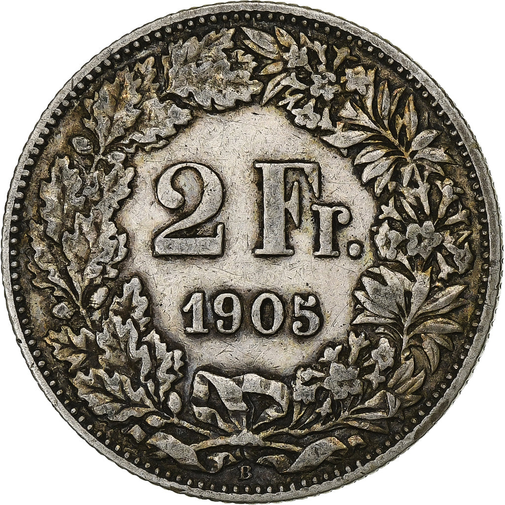Switzerland, 2 Francs, 1905, Bern, EF(40-45), Silver, KM:21
