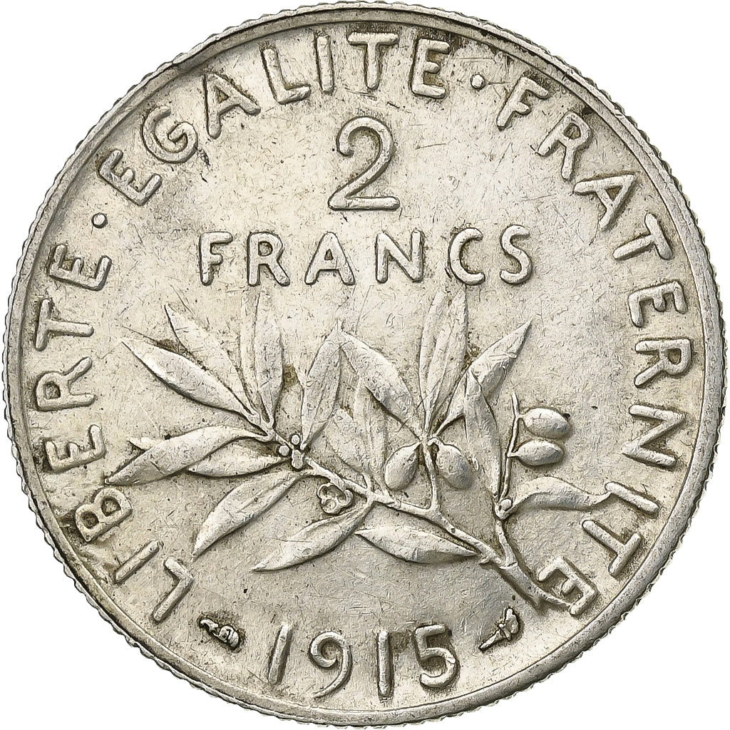 Moneta, Francja, Semeuse, 2 Francs, 1915, Paris, AU(50-53), Srebro, KM:845.1