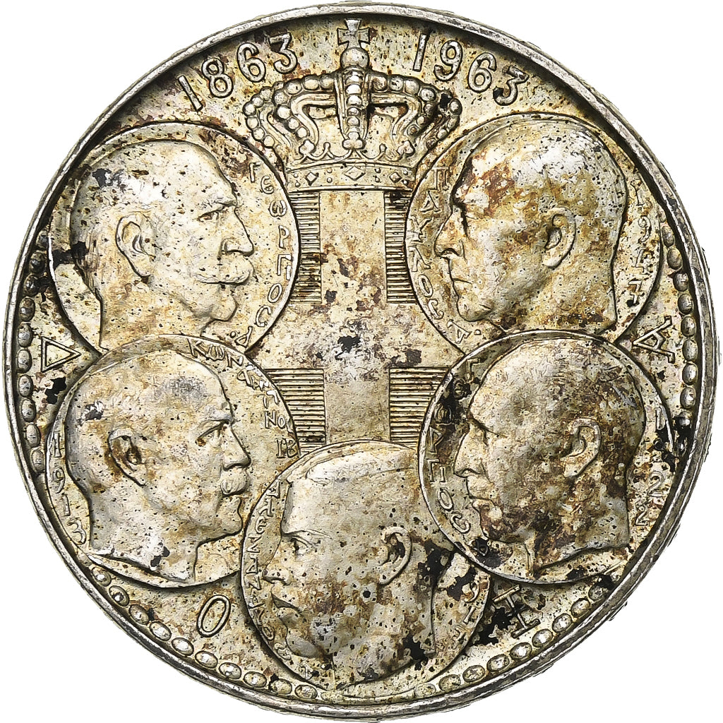 Grecia, Paul I, 30 Drachmai, 1963, Paris, Plata, MBC+