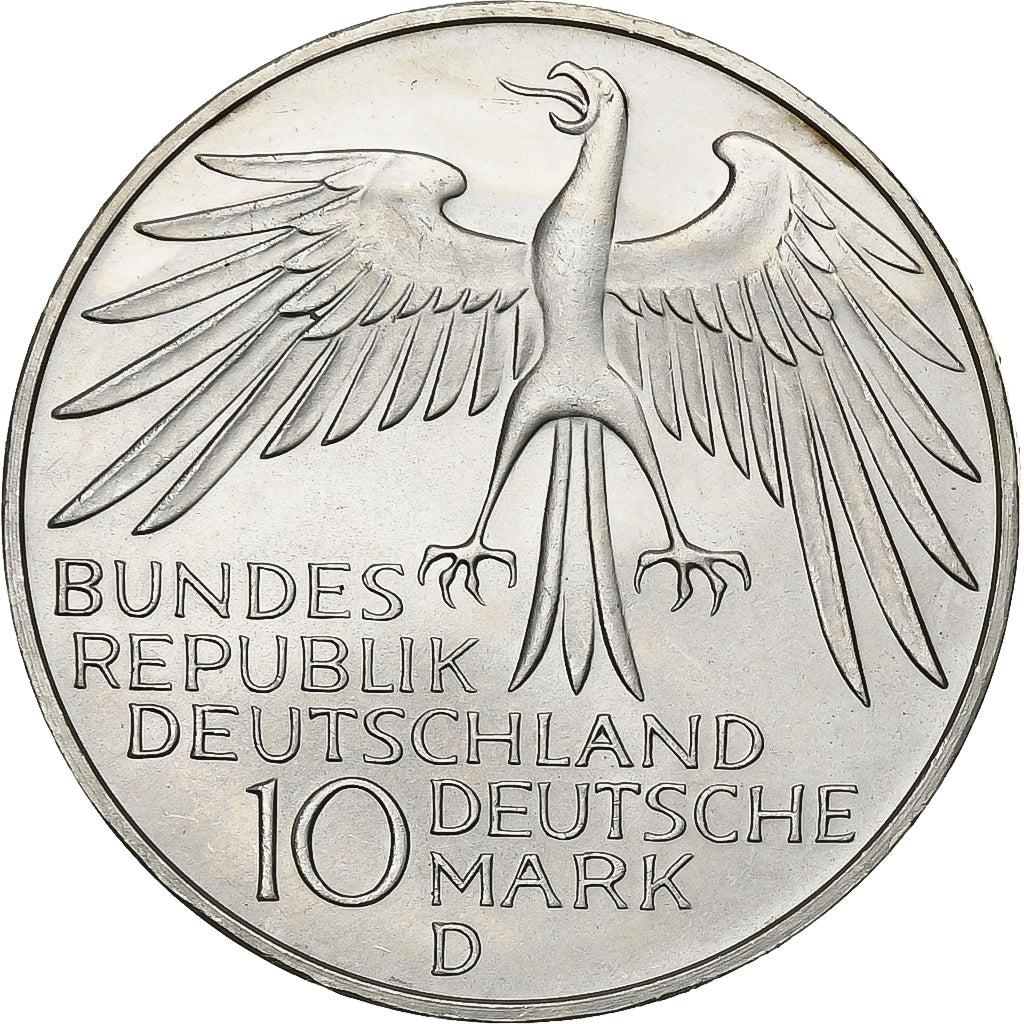 Moneda, ALEMANIA - REPÚBLICA FEDERAL, 10 Mark, 1972, Munich, EBC+, Plata