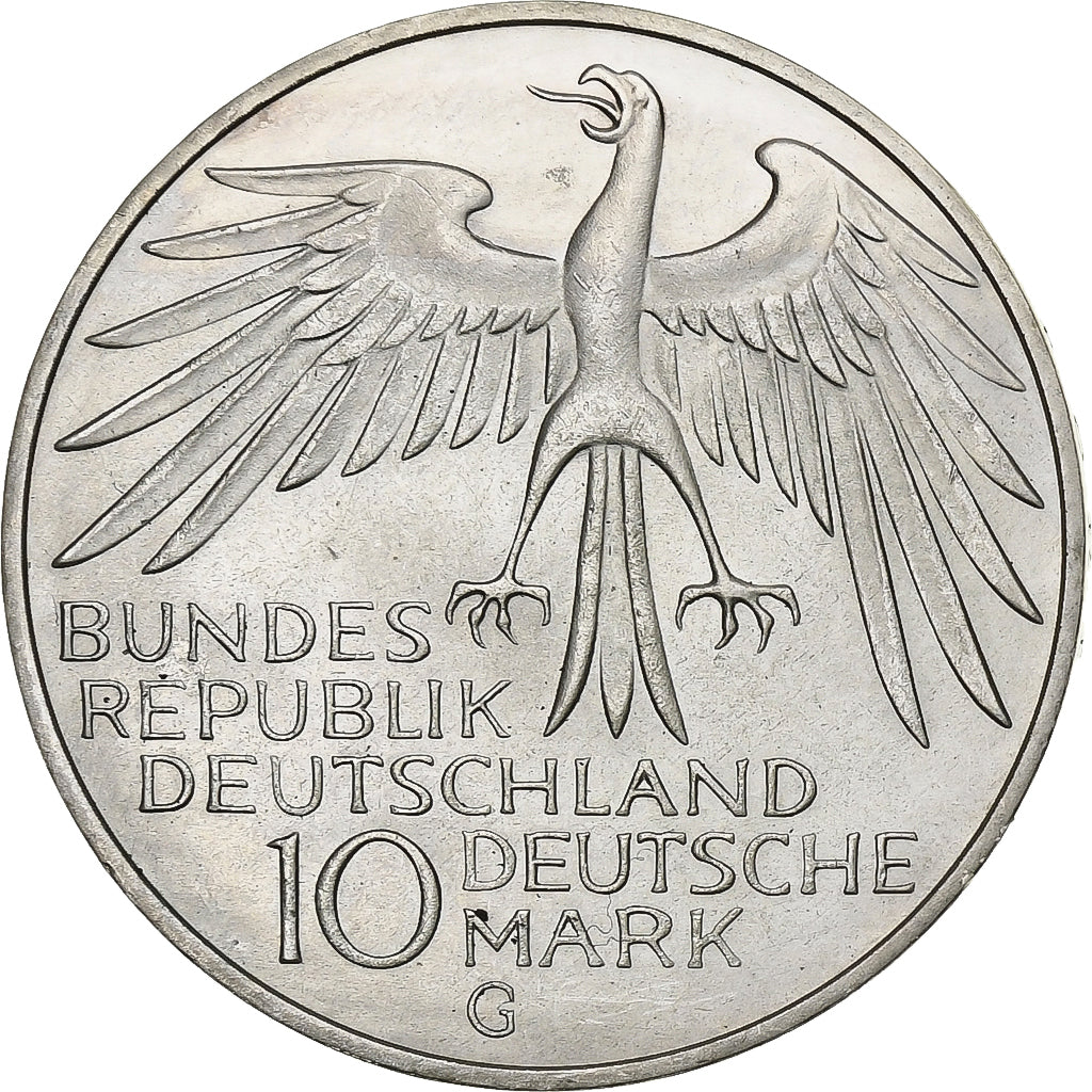 Moneta, GERMANIA - REPUBBLICA FEDERALE, 10 Mark, 1972, Karlsruhe, FDC, Argento