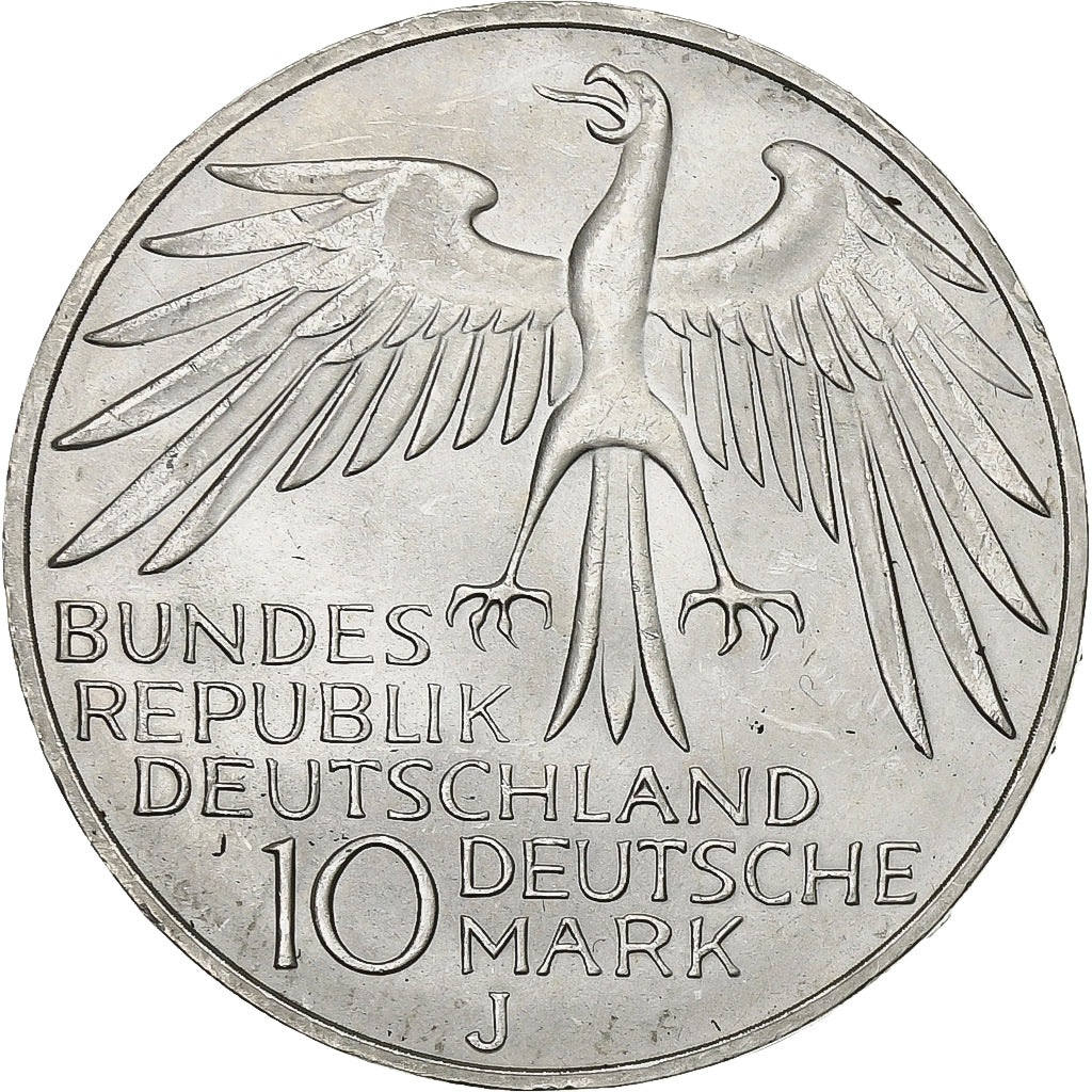 Federale Duitse Republiek, 10 Mark, 1972, Hamburg, Zilver, PR, KM:133