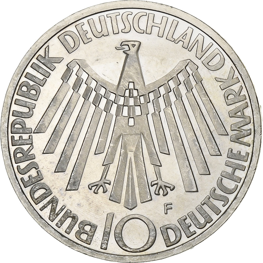 ALEMANHA - REPÚBLICA FEDERAL, 10 Mark, 1972, Stuttgart, Prata, MS(60-62)