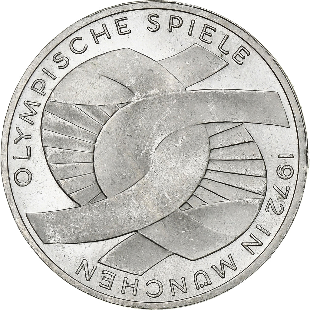 GERMANY - FEDERAL REPUBLIC, 10 Mark, 1972, Karlsruhe, Silver, MS(60-62), KM:131