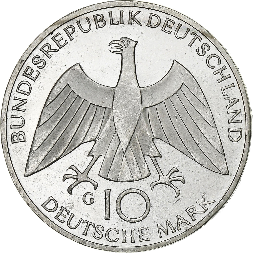 GERMANY - FEDERAL REPUBLIC, 10 Mark, 1972, Karlsruhe, Silver, MS(60-62), KM:131