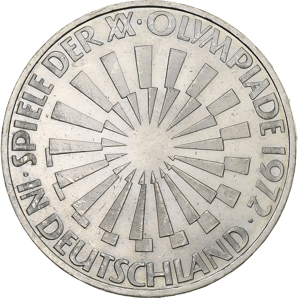 GERMANIA - REPUBBLICA FEDERALE, 10 Mark, 1972, Karlsruhe, Argento, SPL, KM:130