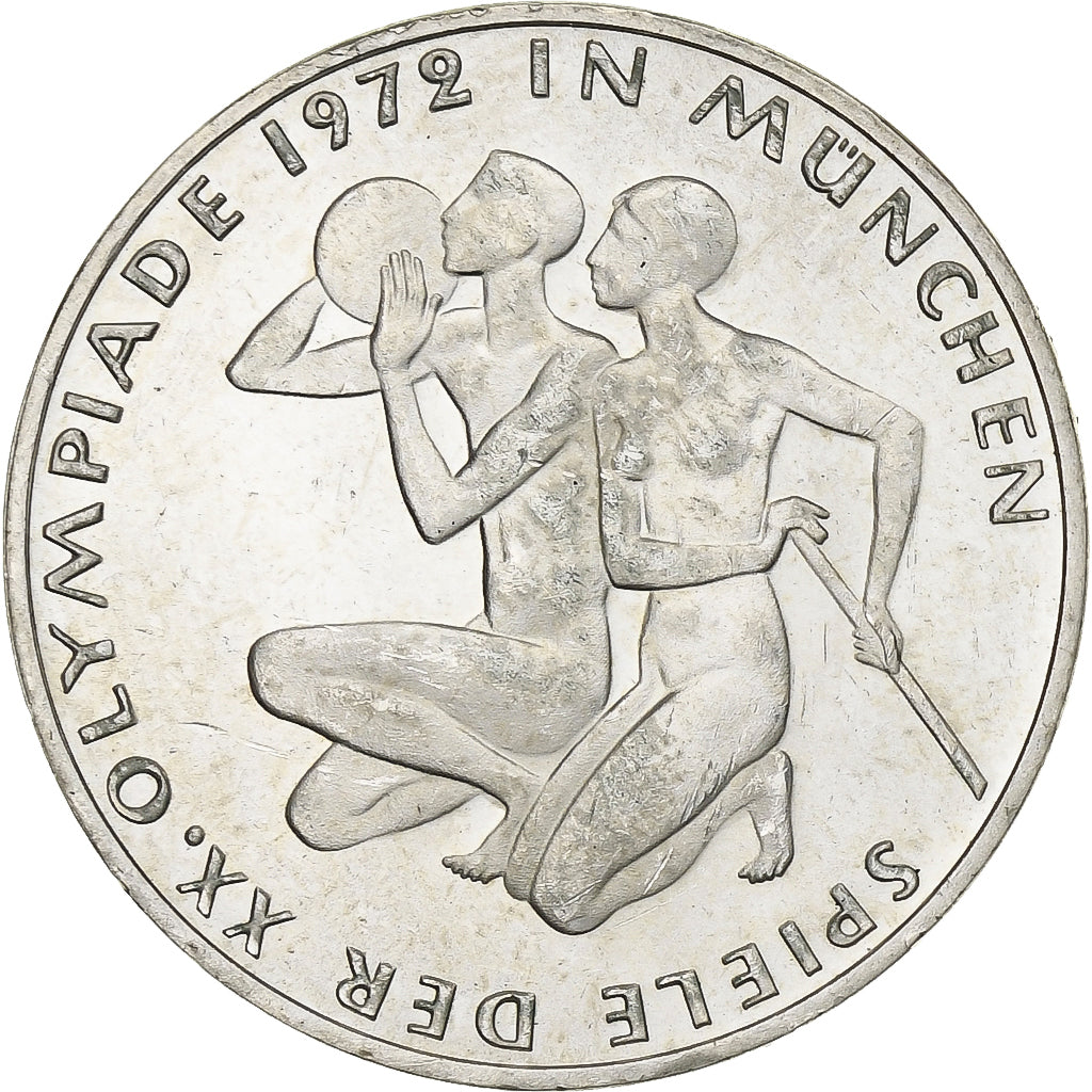 GERMANY - FEDERAL REPUBLIC, 10 Mark, 1972, Karlsruhe, Silver, AU(55-58), KM:132