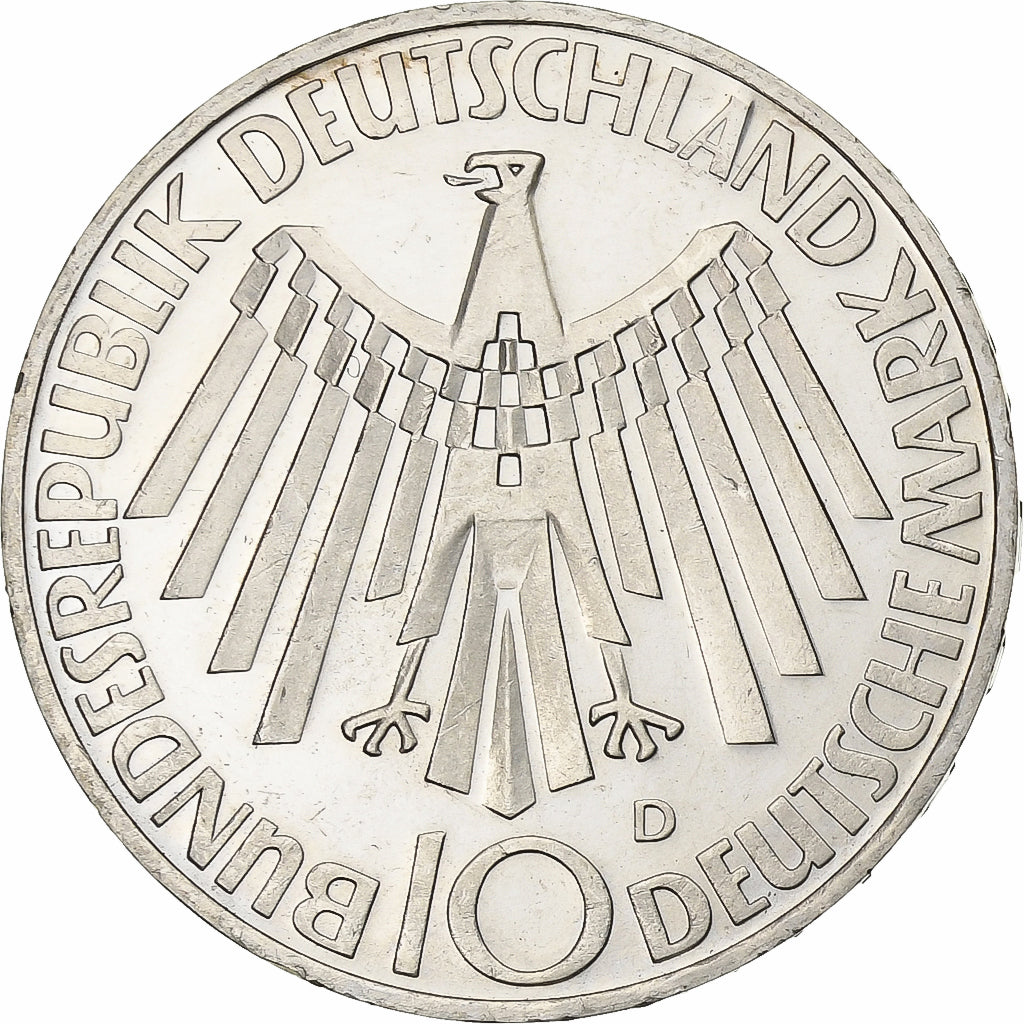 Coin, GERMANY - FEDERAL REPUBLIC, 10 Mark, 1972, Munich, MS(63), Silver, KM:130