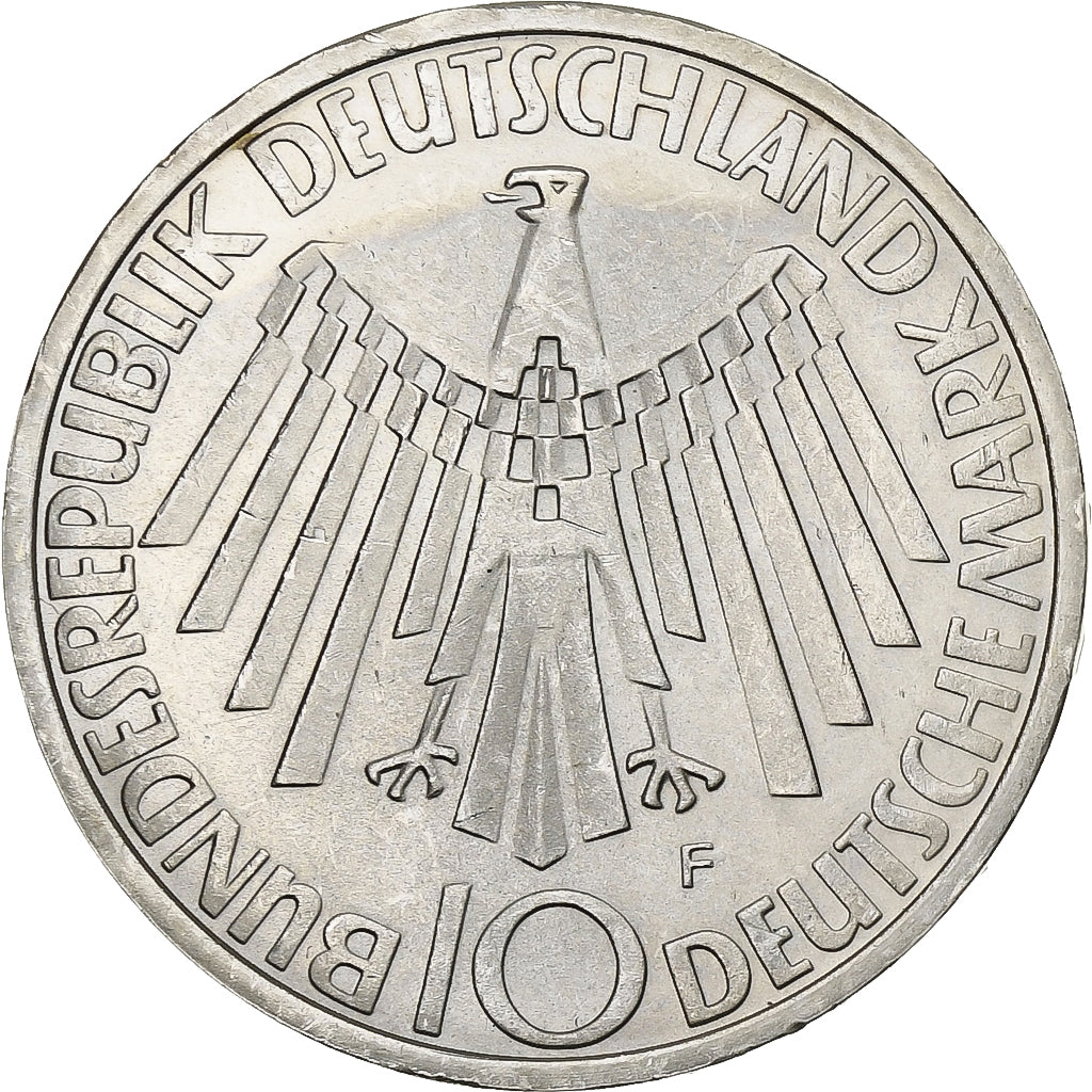 GERMANIA - REPUBBLICA FEDERALE, 10 Mark, 1972, Stuttgart, Argento, SPL-, KM:130