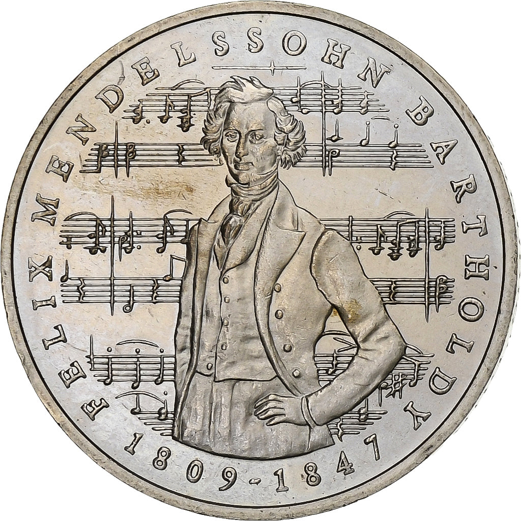 Coin, GERMANY - FEDERAL REPUBLIC, 175th Anniversary - Birth of Felix Bartholdy
