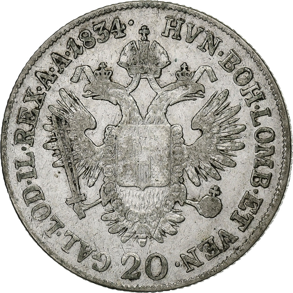 Autriche, Franz II (I), 20 Kreuzer, 1834, Vienne, Argent, TB, KM:2147