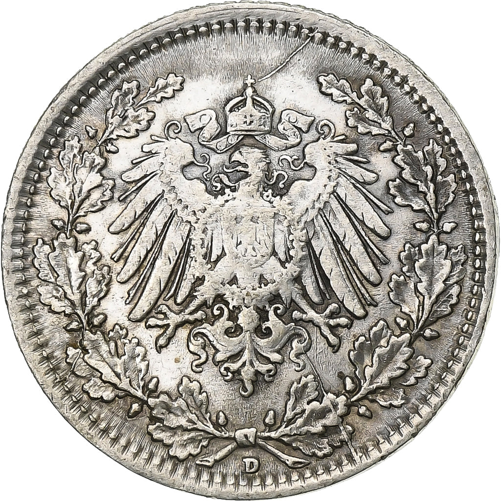 Empire allemand, 1/2 Mark, 1919, Munich, Argent, TTB+, KM:17