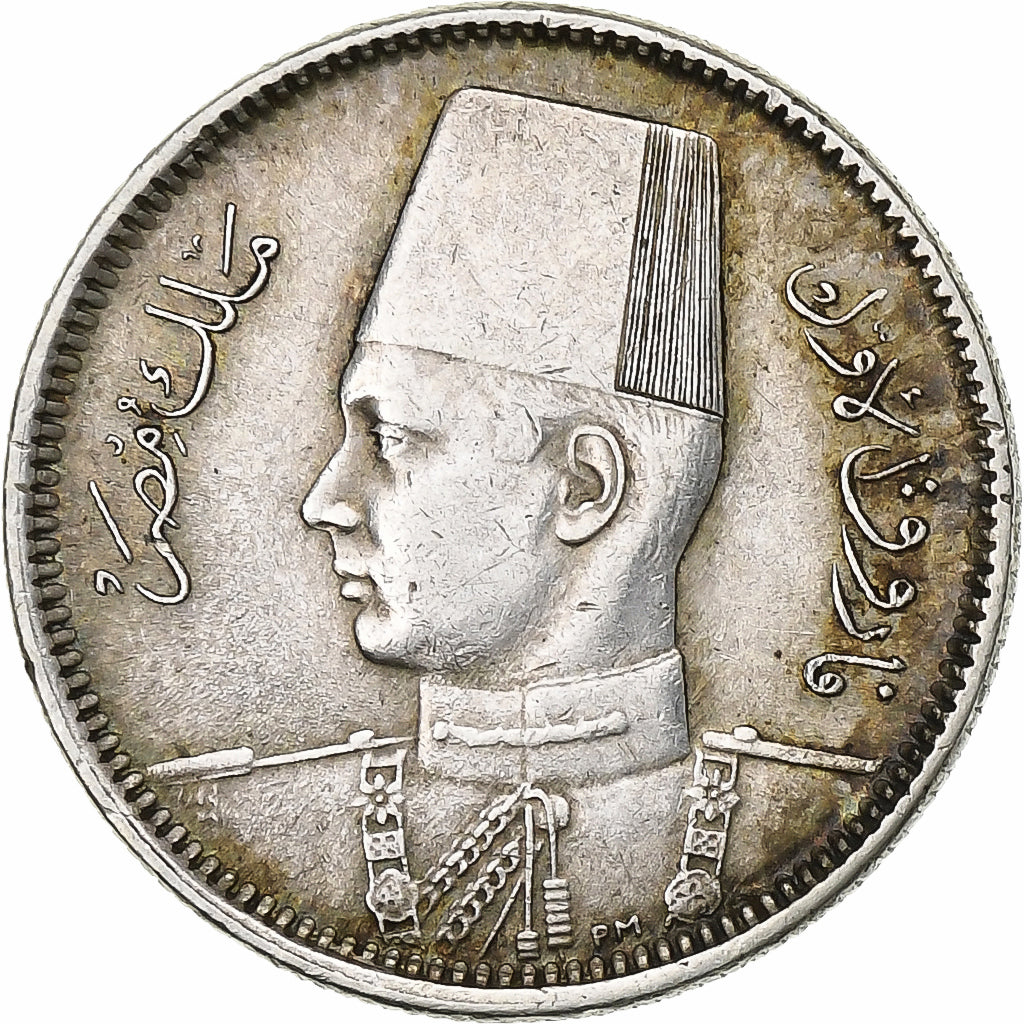 Monnaie, Égypte, Farouk, 2 Piastres, 1937/AH1356, British Royal Mint, TB+