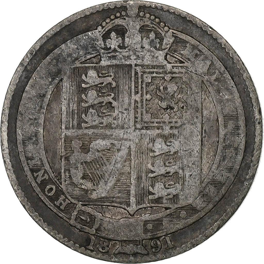 Coin, Great Britain, Victoria, Shilling, 1891, VF(20-25), Silver, KM:774