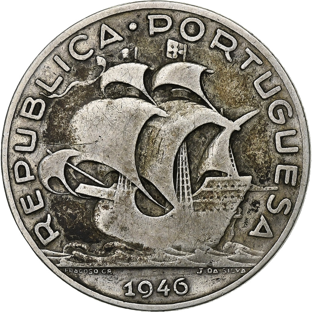 Moeda, Portugal, 5 Escudos, 1946, VF(30-35), Prata, KM:581