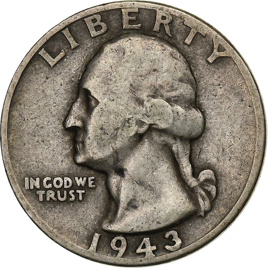 Estados Unidos, Quarter, Washington Quarter, 1943, U.S. Mint, Plata, BC+, KM:164