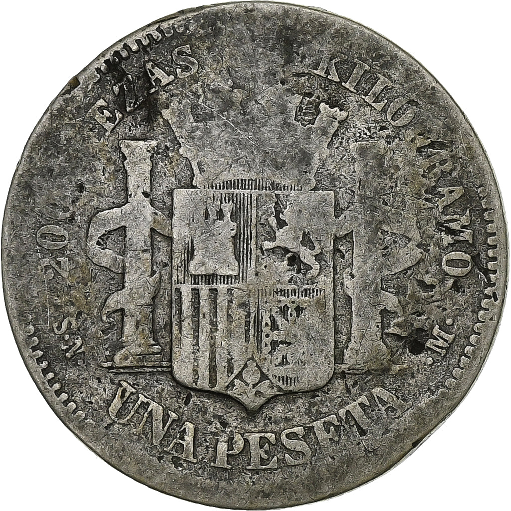 Spanien, Provisional Government, Peseta, 1870, Madrid, Silber, S, KM:653