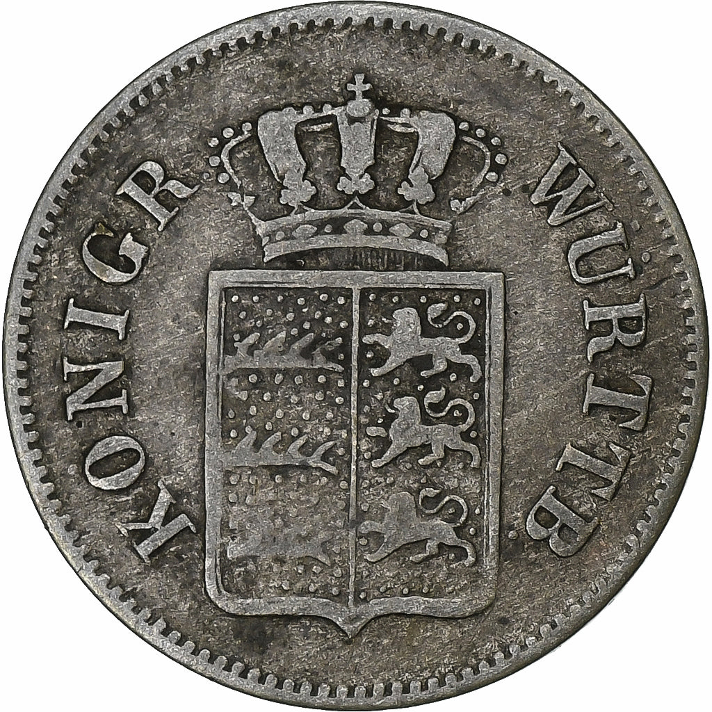 Duitse staten, WURTTEMBERG, Wilhelm I, 6 Kreuzer, 1844, Zilver, ZF, KM:592