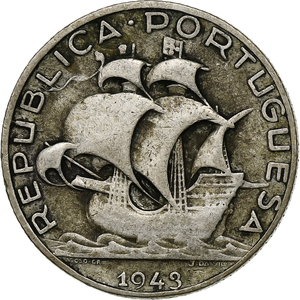 Portugal, 2-1/2 Escudos, 1943, Argent, TTB+, KM:580