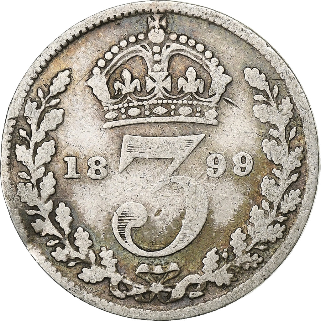 Moeda, Grã-Bretanha, Victoria, 3 Pence, 1899, VF(30-35), Prata, KM:777
