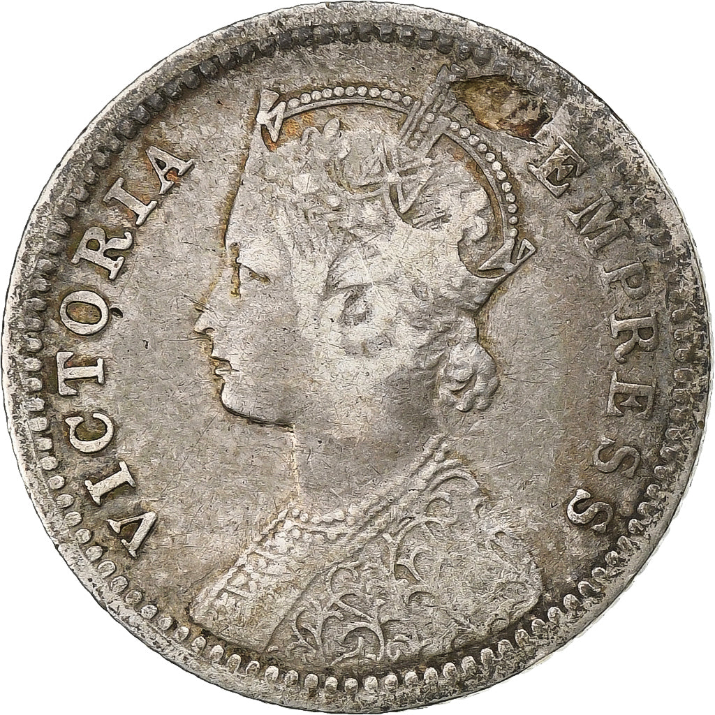 British India, Victoria, 1/4 Rupee, 1893, Silver, EF(40-45), KM:490