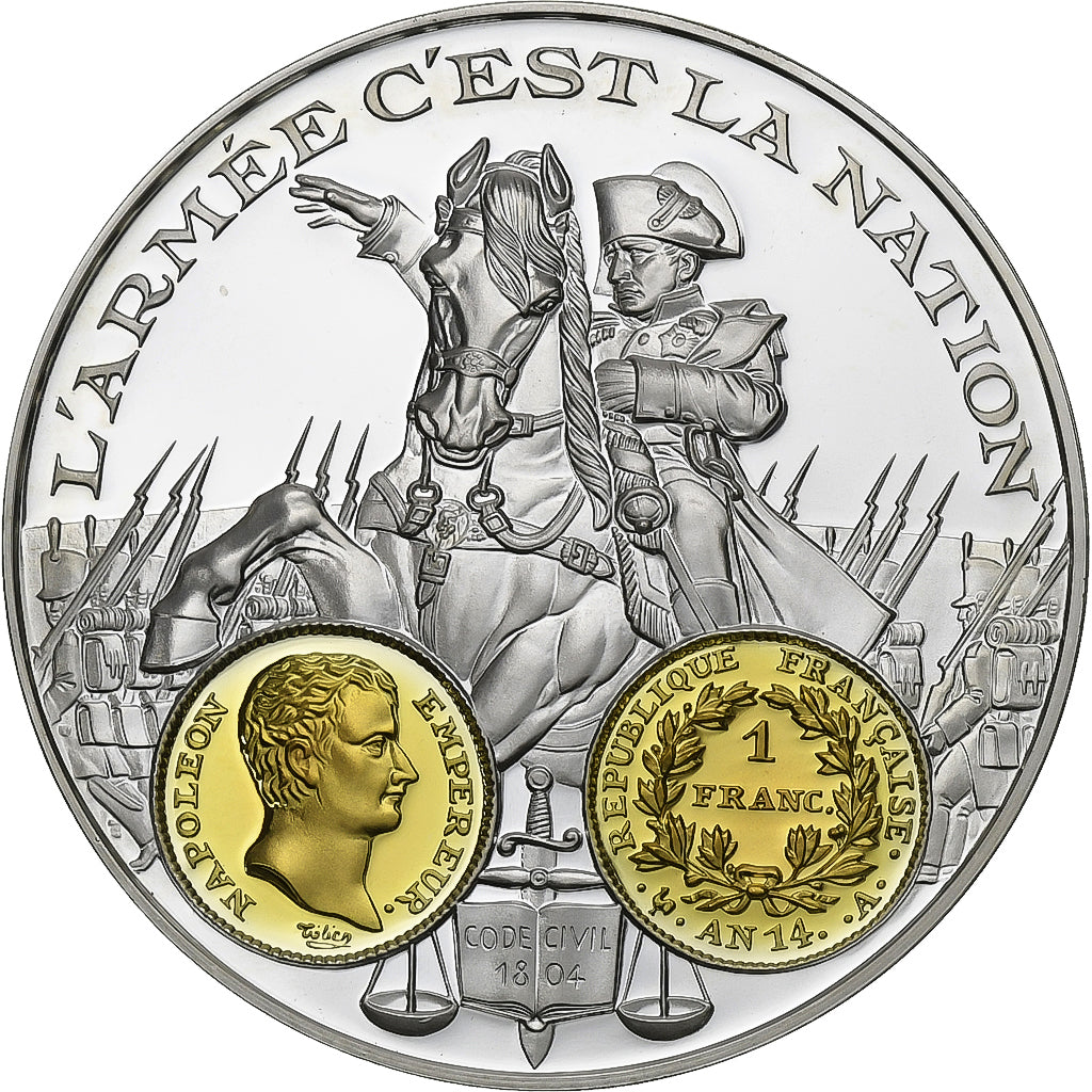 France, Medal, 2000 Ans d'Histoire Monétaire, 1 Franc Napoléon Ier, MS(65-70)