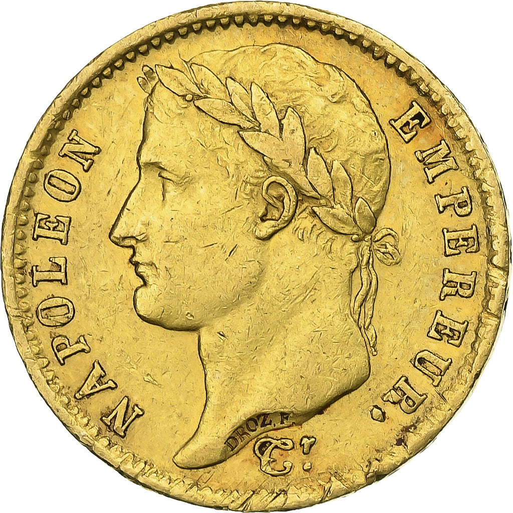 France, Napoléon I, 20 Francs, 1808, Paris, AU(50-53), Gold,KM:687.1,Gadoury1024