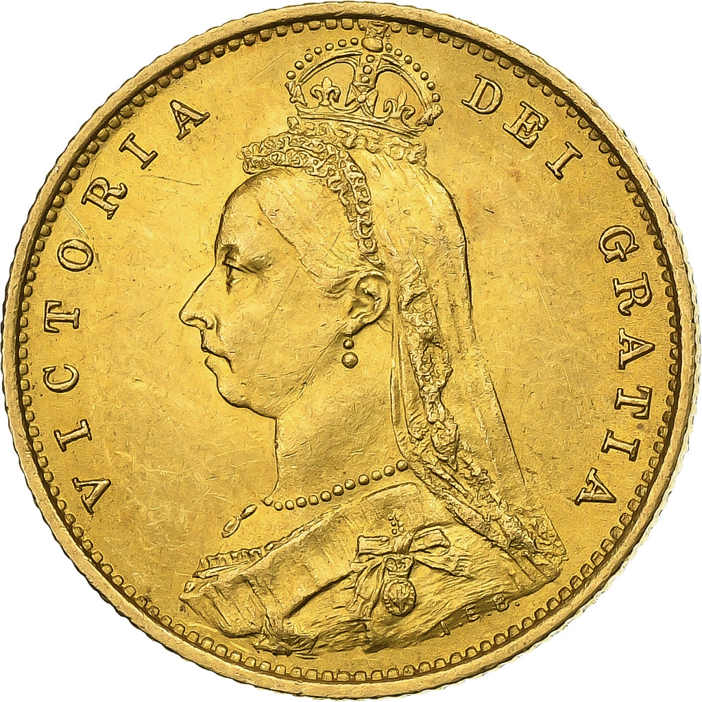 GREAT BRITAIN, 1/2 Sovereign, 1887, London, KM #766, EF(40-45), Gold, 3.97