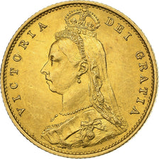 GREAT BRITAIN, 1/2 Sovereign, 1887, London, KM #766, EF(40-45), Gold, 3.97