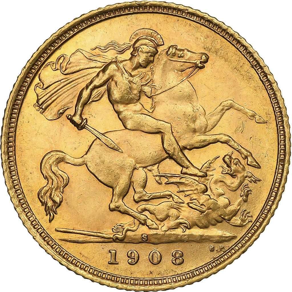 Australia, Edward VII, 1/2 Sovereign, 1908, Sydney, Oro, SPL-, KM:804