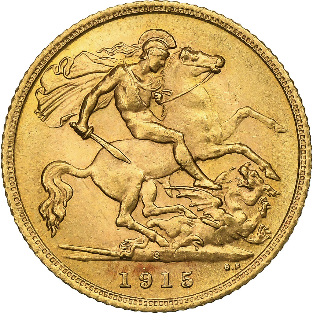 Australia, George V, 1/2 Sovereign, 1915, Sydney, Gold, AU(55-58), KM:819