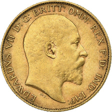 GREAT BRITAIN, 1/2 Sovereign, 1903, KM #804, AU(50-53), Gold, 4.00