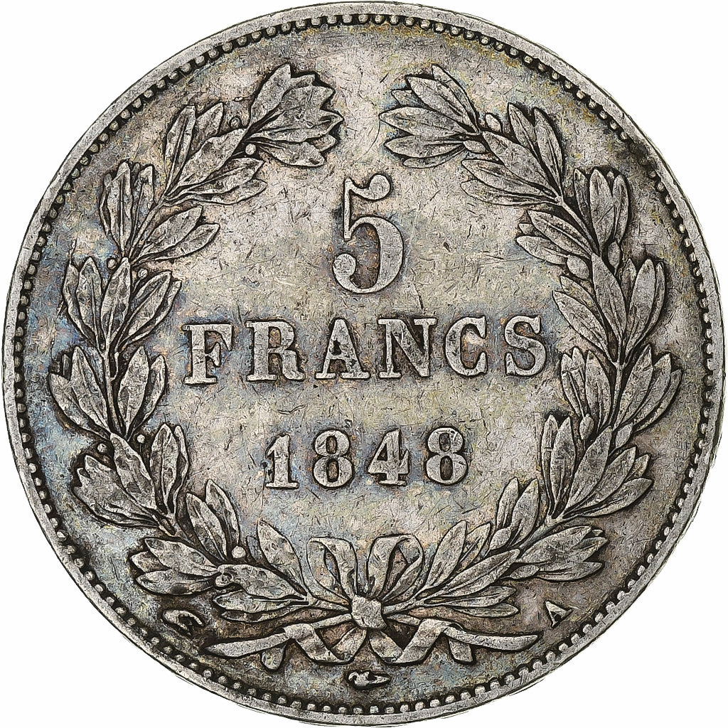 Francia, Louis-Philippe, 5 Francs, 1848, Paris, Argento, BB+, Gadoury:678a, Le