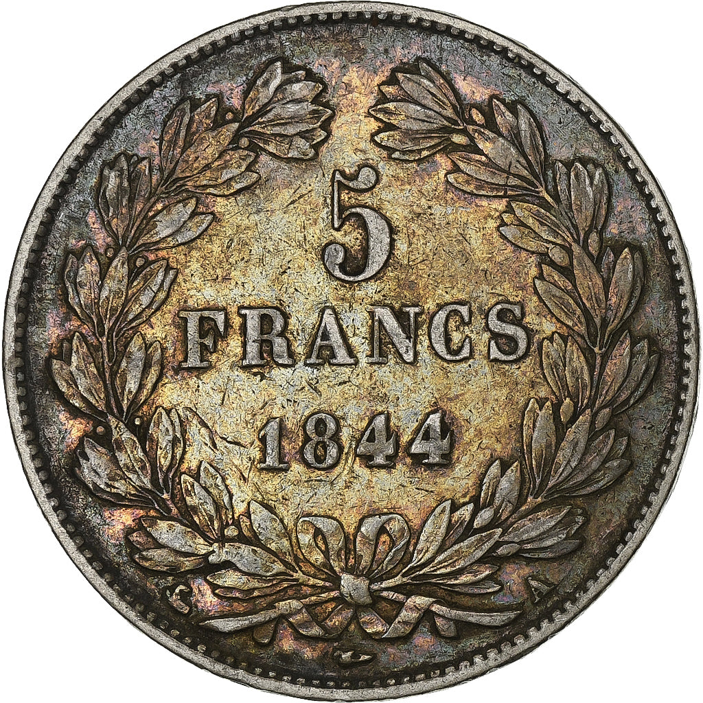 Moneta, Francja, Louis-Philippe, 5 Francs, 1844, Paris, AU(50-53), Srebro