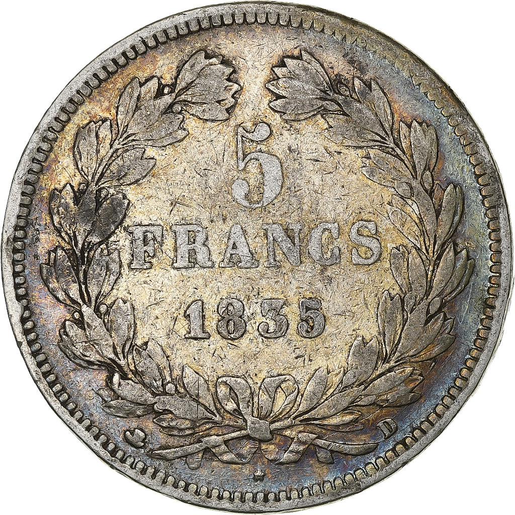 Münze, Frankreich, Louis-Philippe, 5 Francs, 1835, Lyon, S+, Silber, KM:749.4