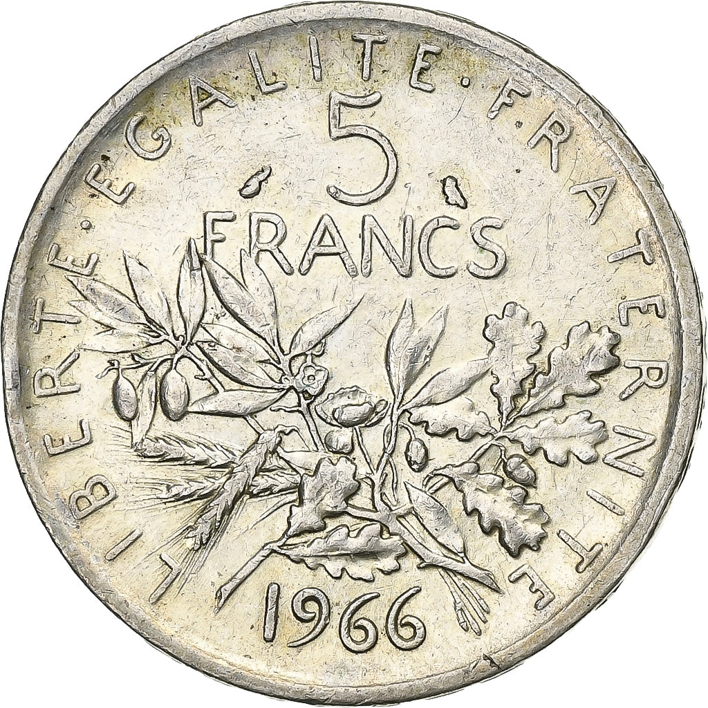 Frankreich, Semeuse, 5 Francs, 1966, Paris, SS+, Silber, KM:926, Gadoury:770