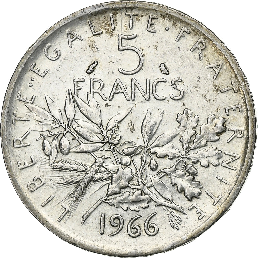 Francia, Semeuse, 5 Francs, 1966, Paris, BB+, Argento, KM:926, Gadoury:770