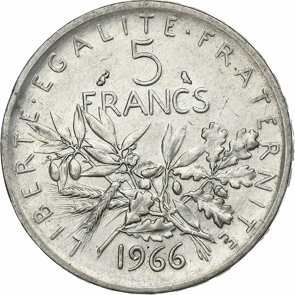 France, Semeuse, 5 Francs, 1966, Paris, AU(50-53), Silver, KM:926, Gadoury:770