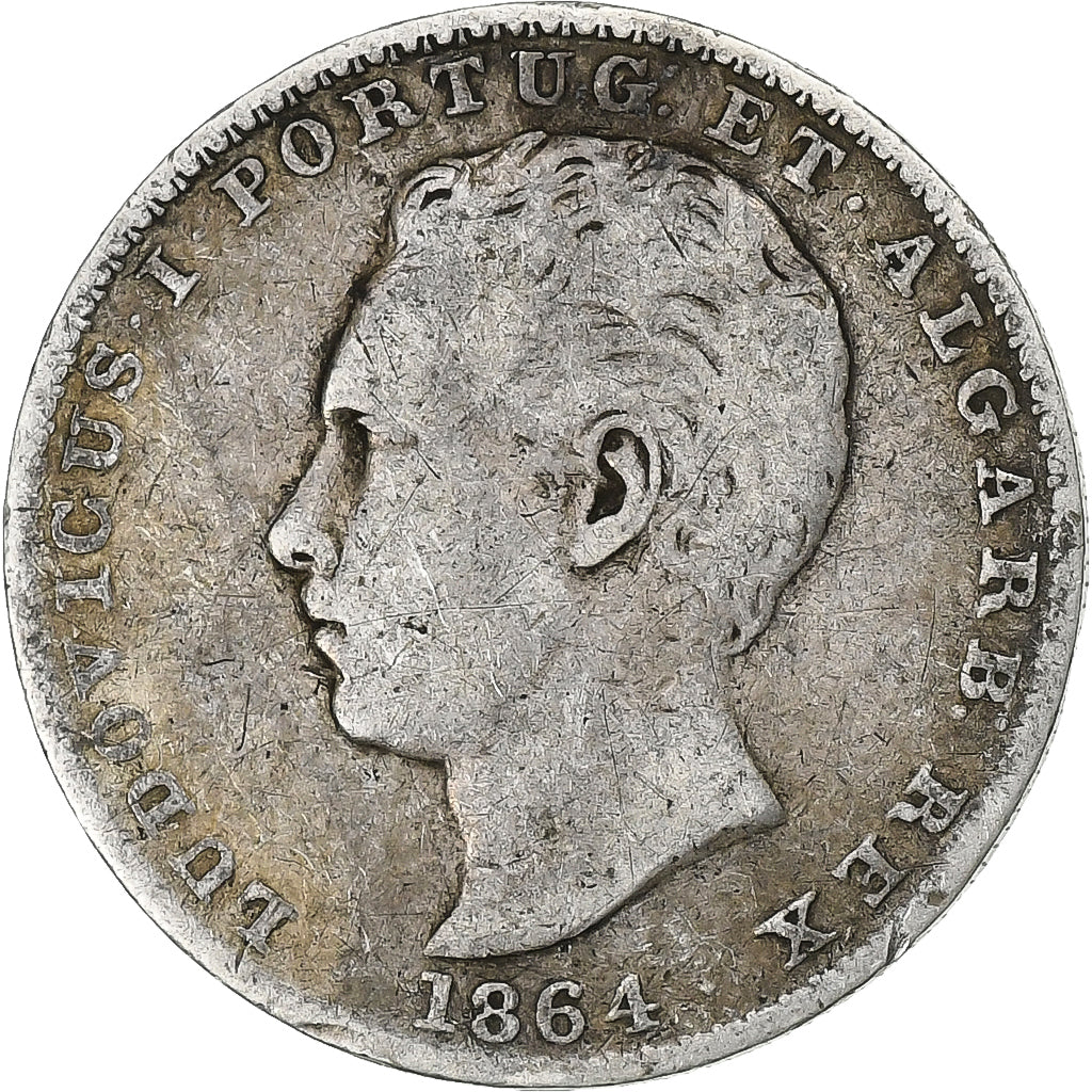 Portugal, Luiz I, 100 Reis, 1864, Argent, TB+, KM:510