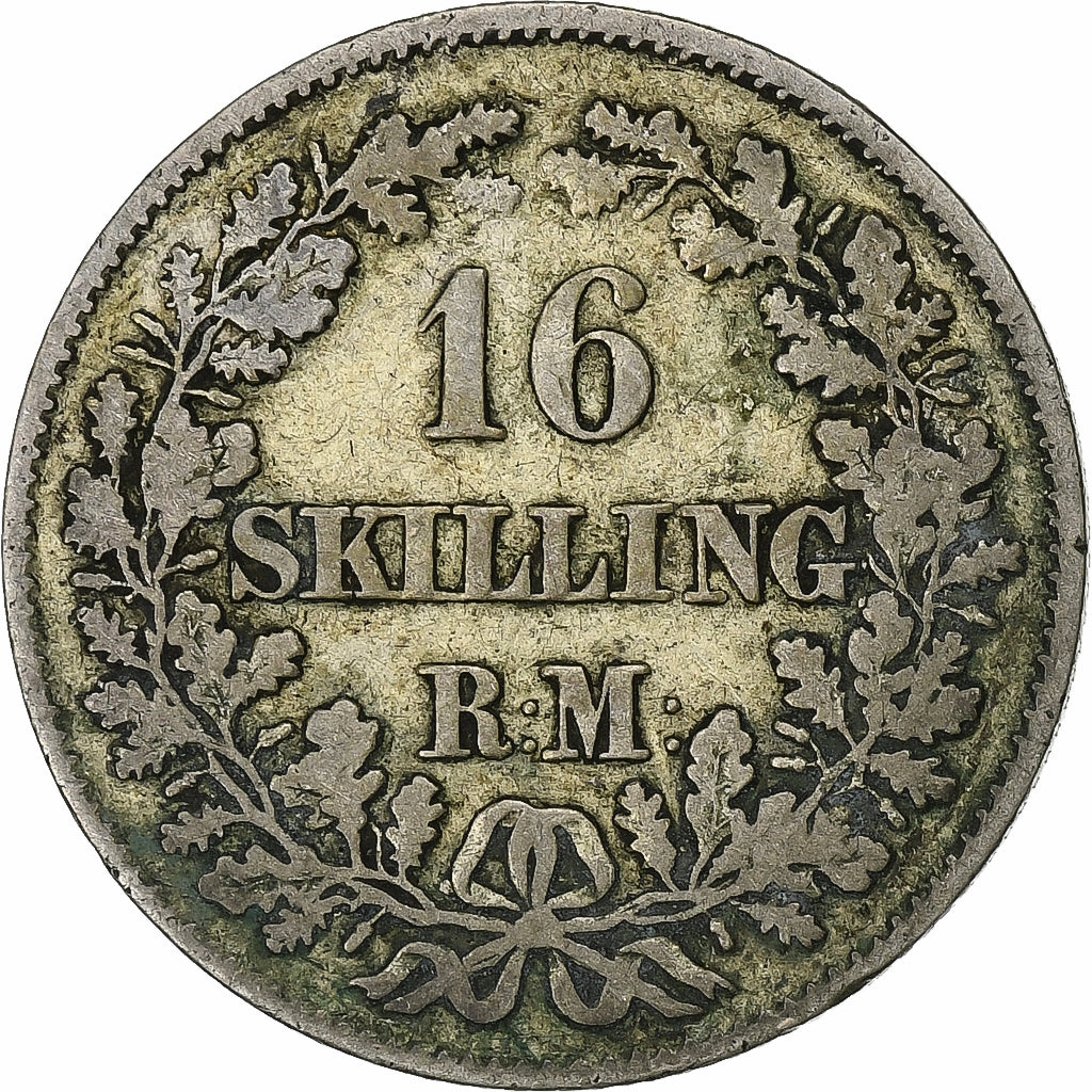 Coin, Denmark, Frederik VII, 16 Skilling Rigsmont, 1856, Copenhagen, VF(20-25)