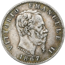 Italy, Vittorio Emanuele II, 20 Centesimi, 1867, Torino, Silver, VF(30-35)