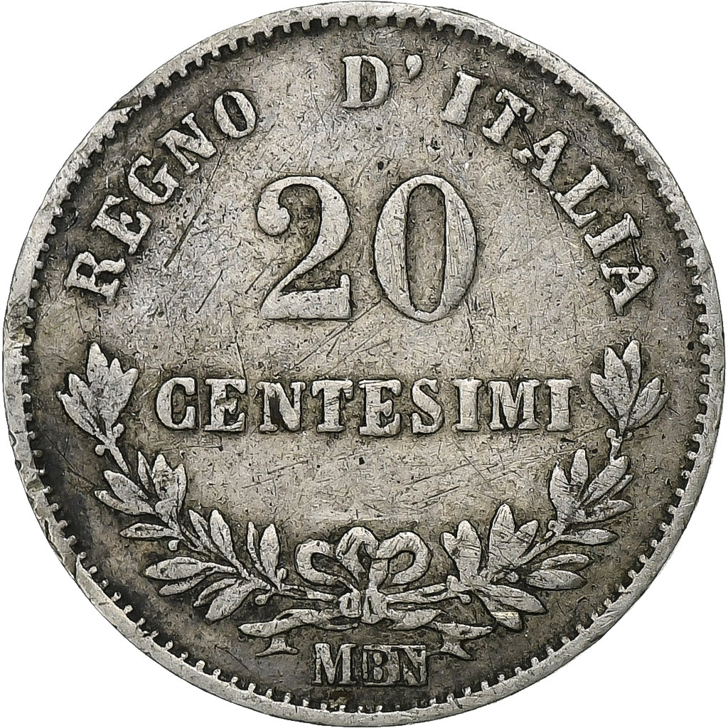 Moneta, Włochy, Vittorio Emanuele II, 20 Centesimi, 1863, Milan, EF(40-45)