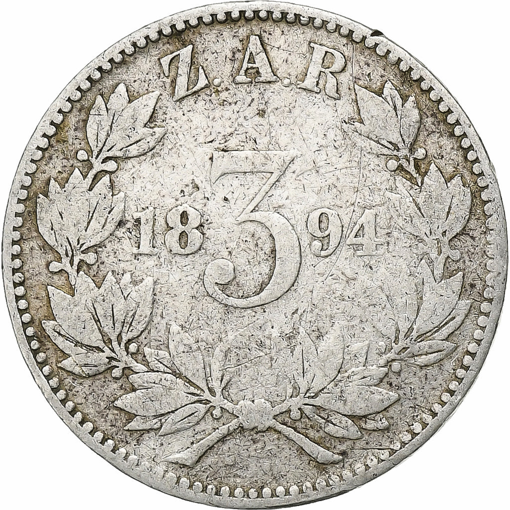Sudafrica, 3 Pence, 1894, Argento, MB+, KM:3