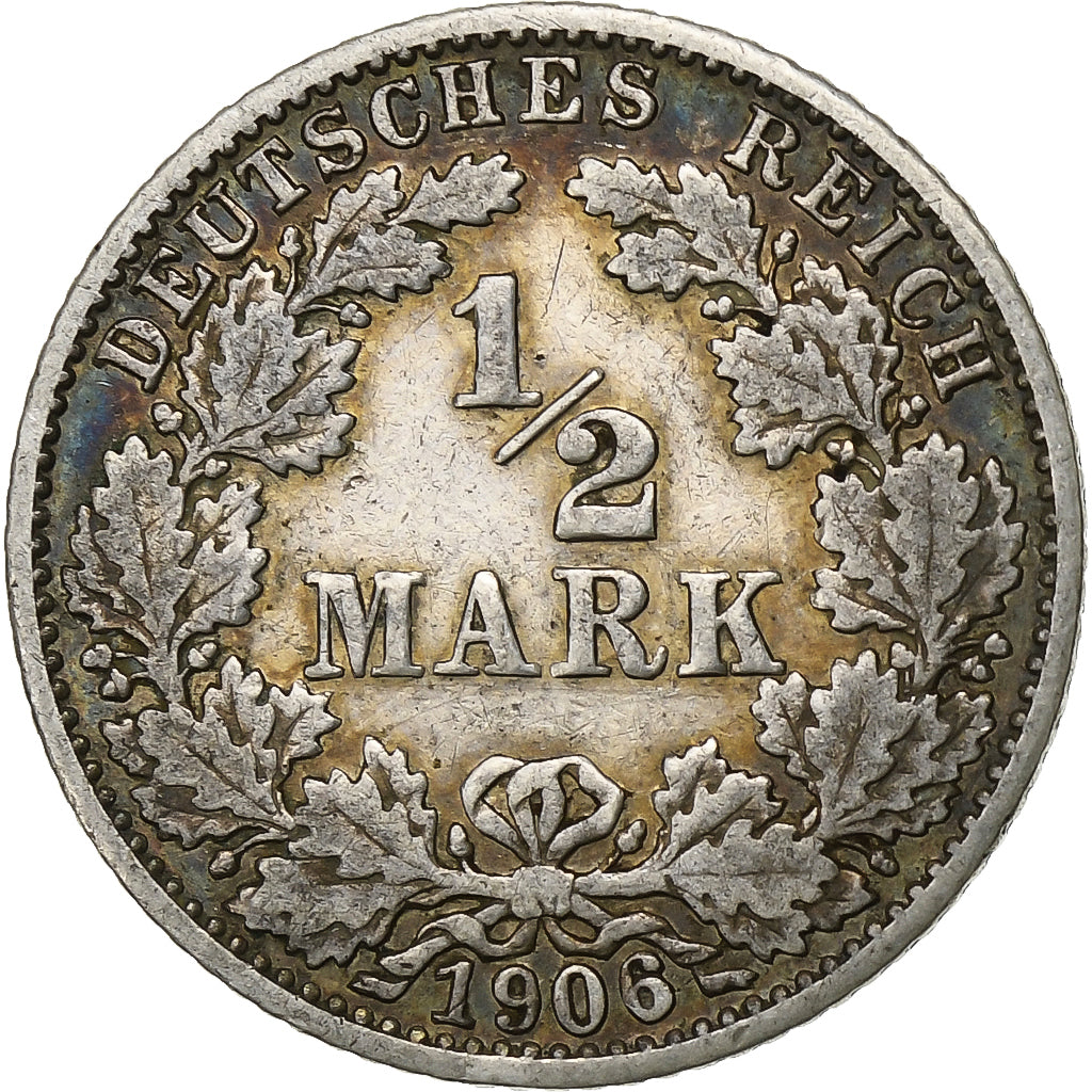 Munten, DUITSLAND - KEIZERRIJK, 1/2 Mark, 1906, Karlsruhe, ZF, Zilver, KM:17