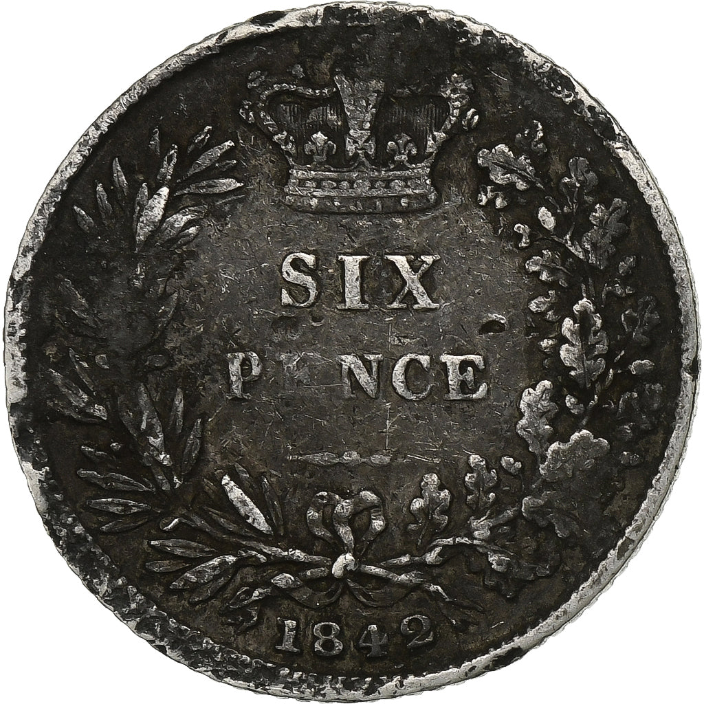 Great Britain, Victoria, 6 Pence, 1842, Silver, VF(20-25), KM:733.1