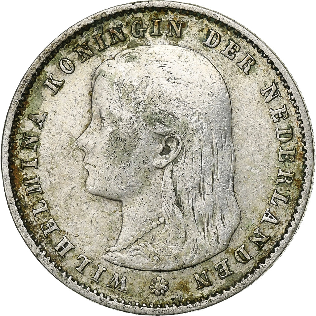 Coin, Netherlands, Wilhelmina I, 25 Cents, 1894, VF(30-35), Silver, KM:115