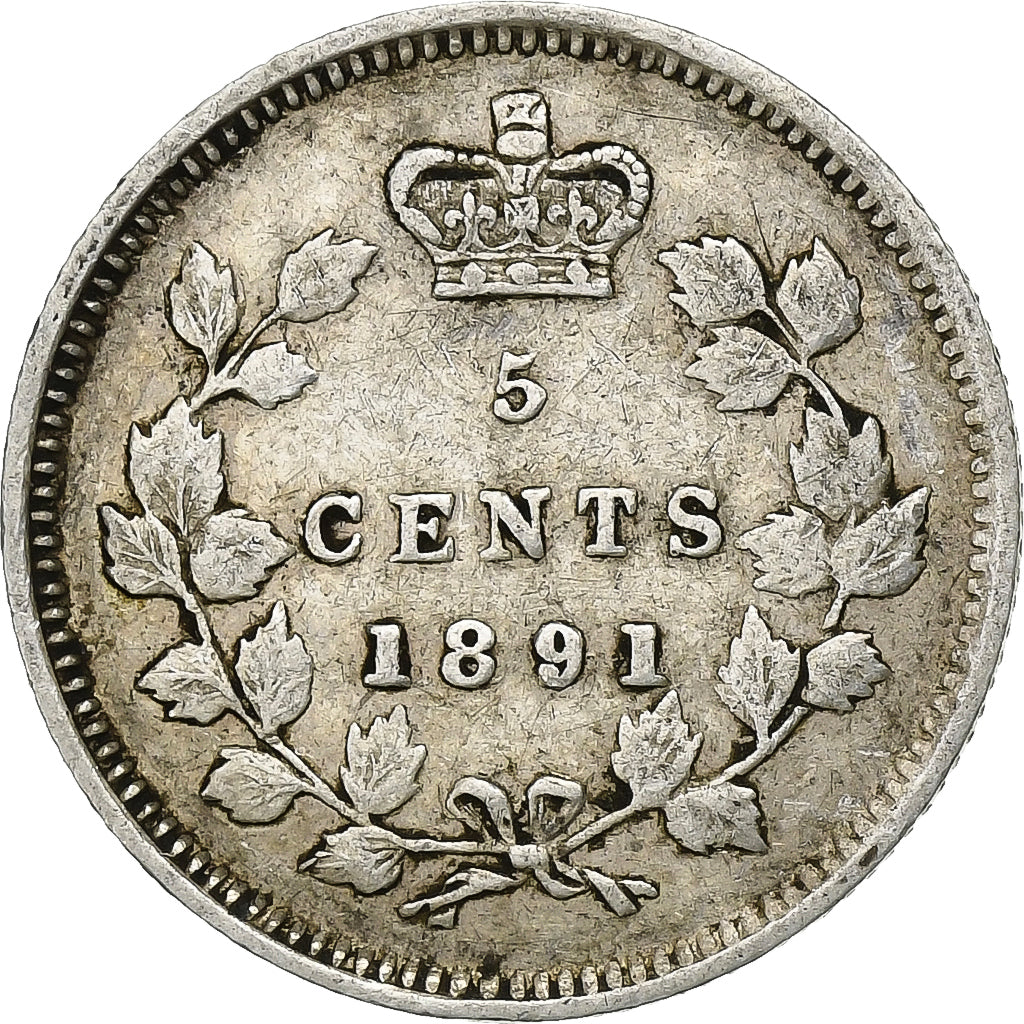 Canada, Victoria, 5 Cents, 1891, Zilver, ZF, KM:2